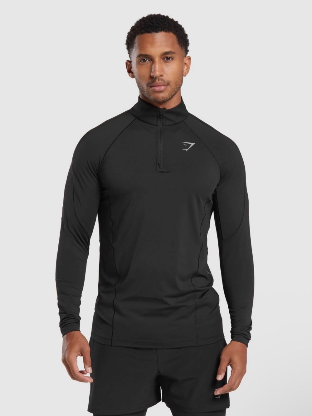 Gymshark Black Quarter Zip Long Sleeve Performance Training Top Size Large
